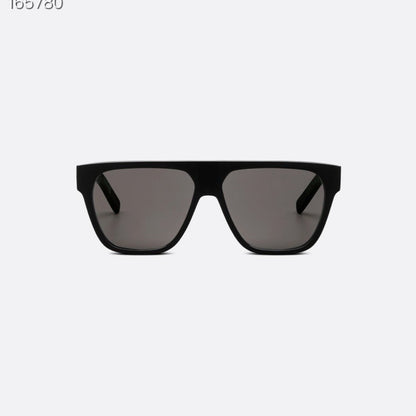 D**R DiorB23 S1I Flat Top Shield Sunglasses | Black Acetate Frame, Dark Grey Shield Lenses, DIOR Logo Plaque | Multiple Colors