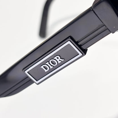 D**R DiorB23 S1I Flat Top Shield Sunglasses | Black Acetate Frame, Dark Grey Shield Lenses, DIOR Logo Plaque | Multiple Colors