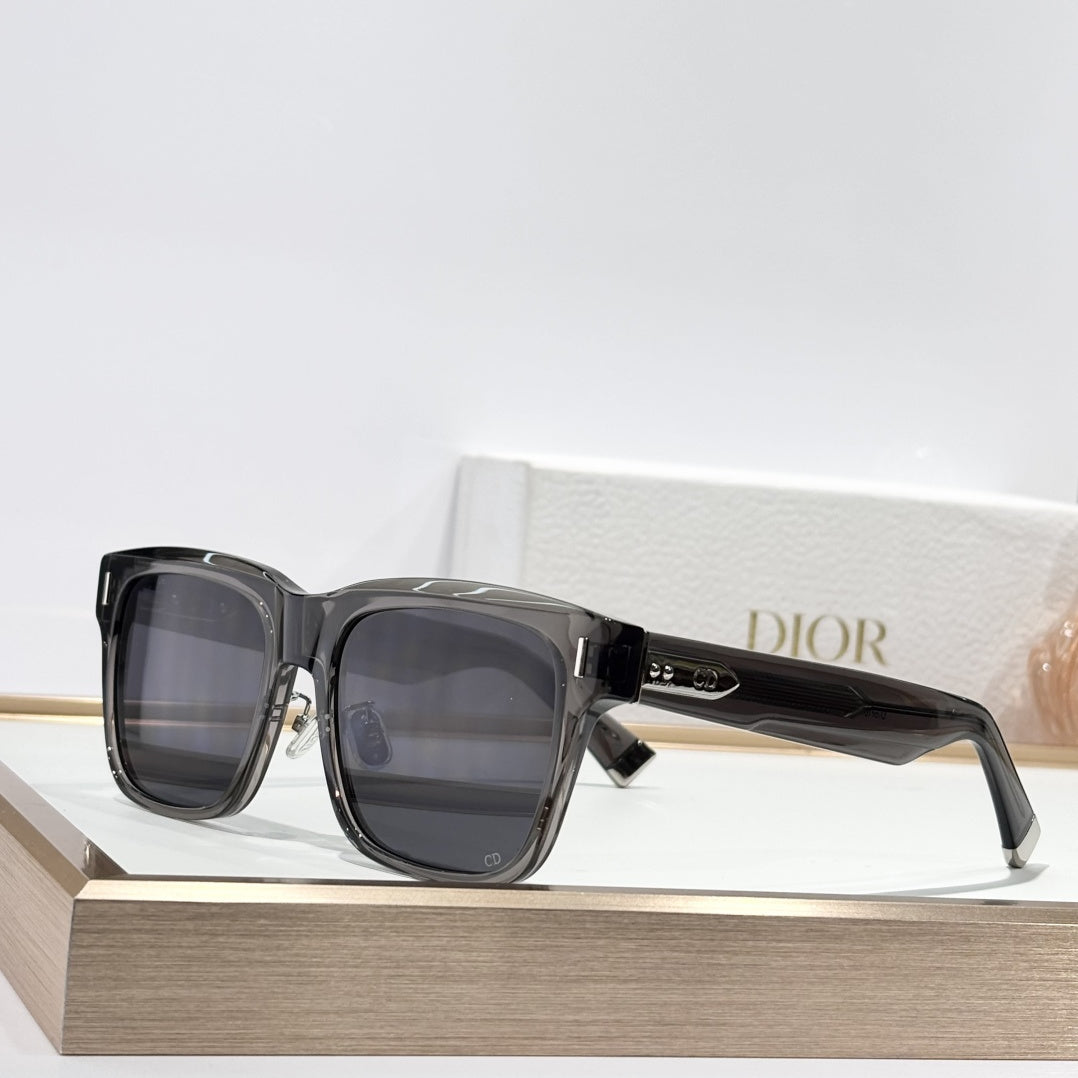 D**R Oversized Square Acetate Sunglasses | Dior Oblique Print Lens, Flat Grey & Gradient Lenses, CD Rivet Temple | 6 Colors