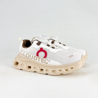 On Cloudmonster 2 WQ – Kids Lightweight Breathable Supportive Running Shoes | White & Sand