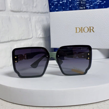 D**R Oversized Square Sunglasses | Mint Green Frame, Gold CD Logo Temple & Blue-Grey Gradient Lenses