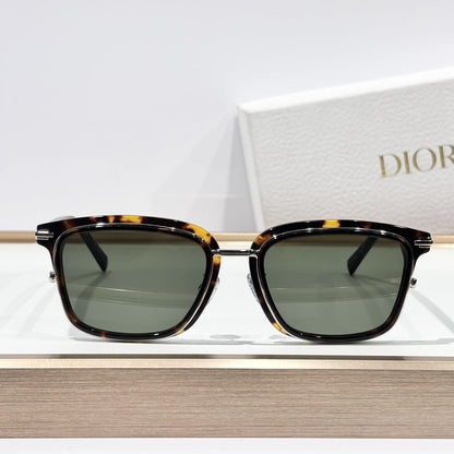 D**R DiorBlackSuit S2I Square Sunglasses | Tortoise Acetate Frame, Dark Green Lenses, Silver Metal Inner Frame | Multiple Colors