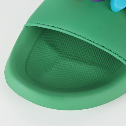 L***V Rubber Pool Slide Sandals — SS23 Limited Edition 3D Logo Charm Slip-On Beach Slippers (Emerald Green)