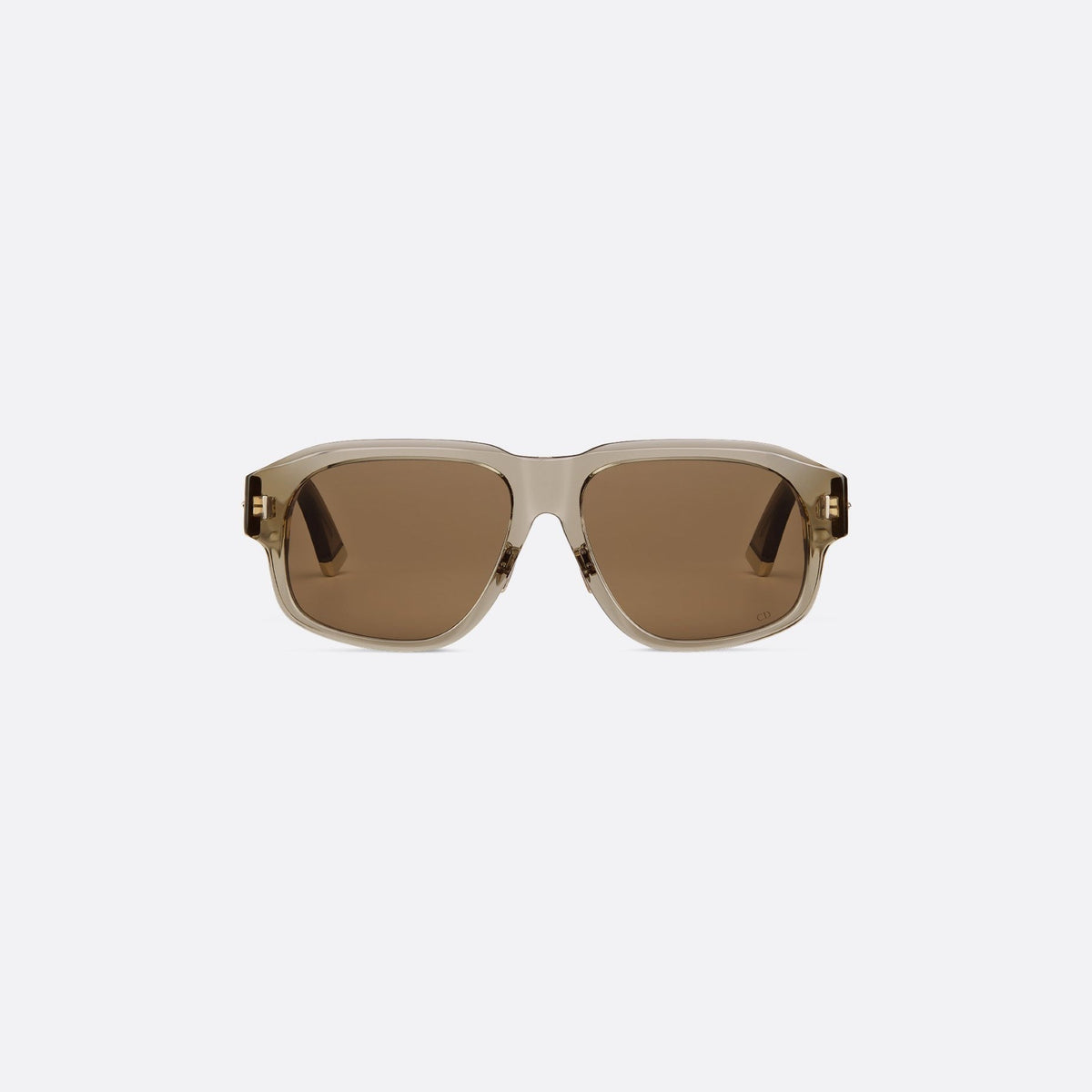 D**R Bold Square Acetate Sunglasses | Oval CD Metal Inlay, Two-Rivet Grooved Temple, White Acetate Tip | Black & Olive Green