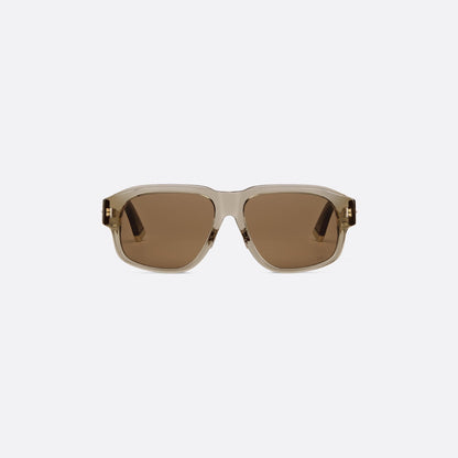 D**R Bold Square Acetate Sunglasses | Oval CD Metal Inlay, Two-Rivet Grooved Temple, White Acetate Tip | Black & Olive Green