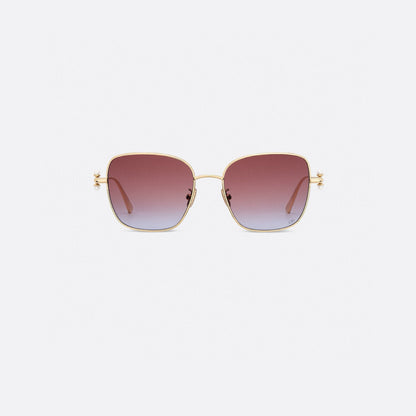 D**R Square Metal Frame Sunglasses | Gold Metal, DIOR Engraved Tag, Crystal Nose Pad, Gradient Rose-Lavender Lenses | Multiple Colors