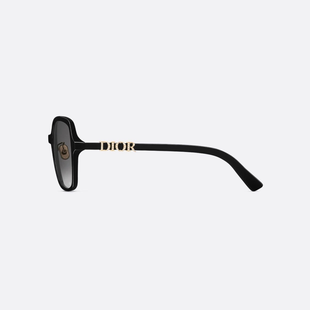 D**R DiorNuit A1U Oversized Square Sunglasses | Transparent Smoke Grey Acetate Frame, Brown Gradient Lenses, Gold DIOR Letter Temple | Multiple Colors