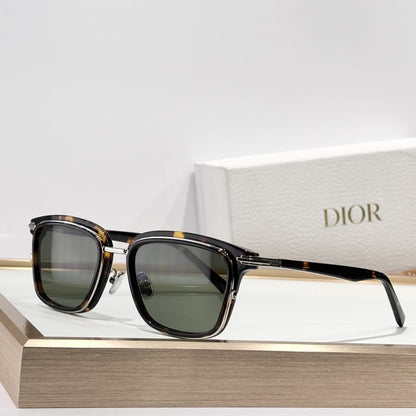 D**R DiorBlackSuit S2I Square Sunglasses | Tortoise Acetate Frame, Dark Green Lenses, Silver Metal Inner Frame | Multiple Colors