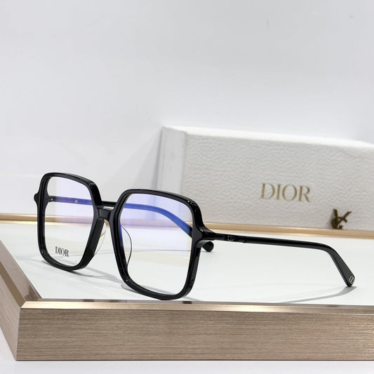 D**R Oversized Square Optical Glasses | Gloss Black Acetate Frame, CD Metal Inlay Temple, Silver CD Round Tip, Blue-Light Lenses
