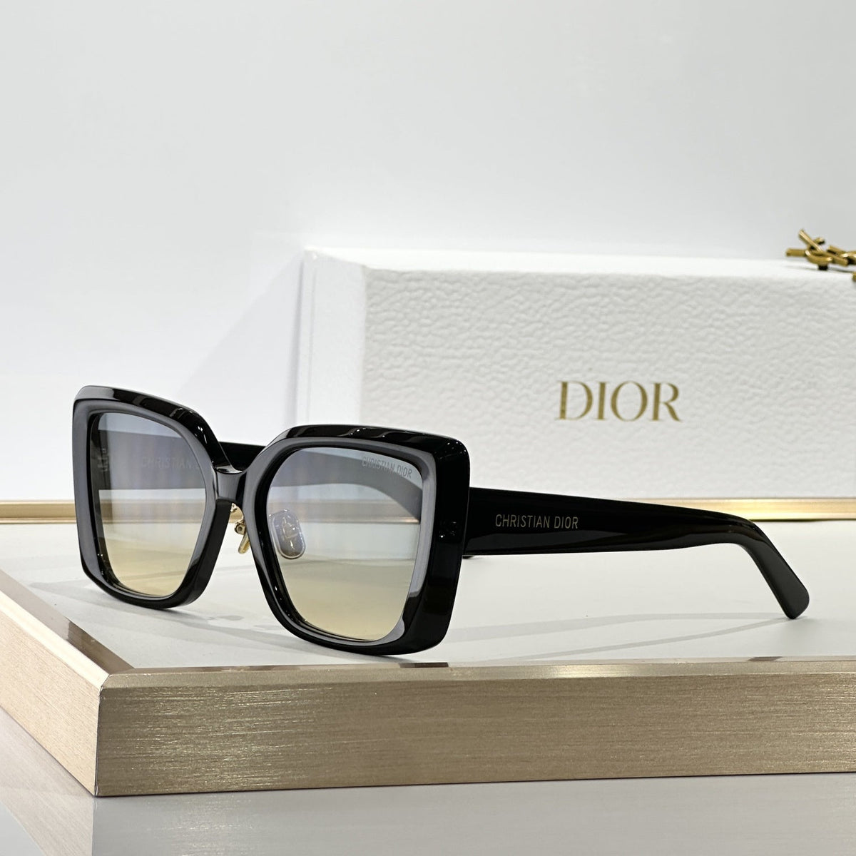 D**R MissDior B4F Square Cat Eye Sunglasses | Dark Brown Acetate Frame, Brown Lenses, Christian Dior Temple | Multiple Colors