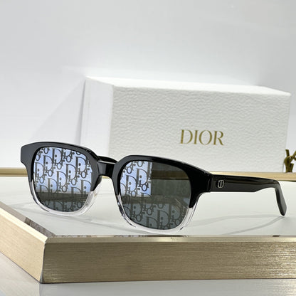 D**R Square Sunglasses | Transparent Champagne Frame, Honey Brown Gradient Lenses & Black CD Logo Hinge | 6 Colorways