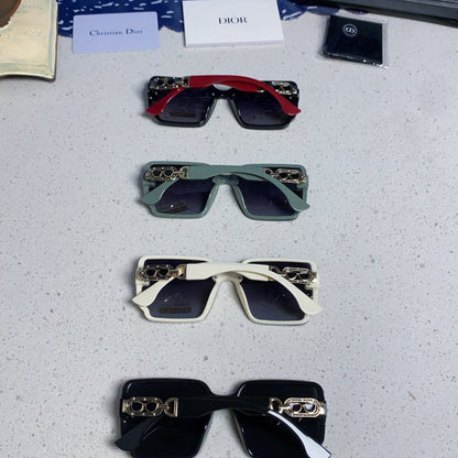 D**R Oversized Square Sunglasses | Mint Green Frame, Gold CD Logo Temple & Blue-Grey Gradient Lenses