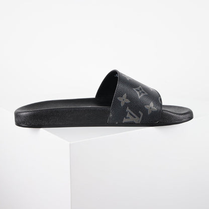 L***V White Black Grey Giant Monogram Waterfront Wide Strap Slide Sandals — Spring Summer Boutique Limited Edition