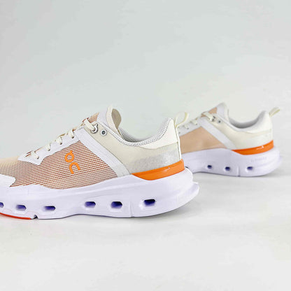 On Running Cloudmonster – White & Orange Unisex Maximum Cushion Road Running Shoes
