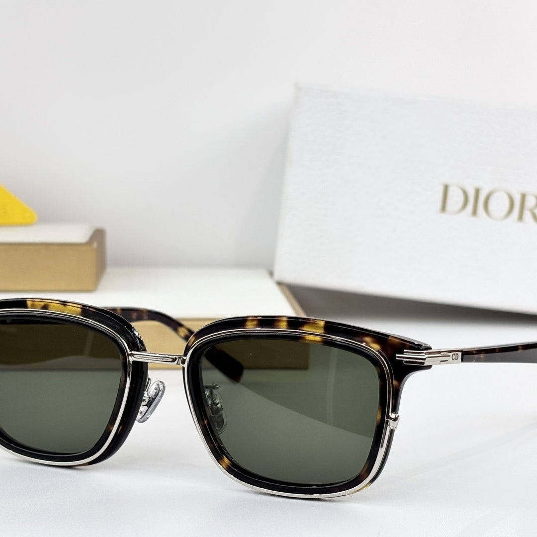 D**R DiorBlackSuit S1I Square Sunglasses | Transparent Smoke Blue Acetate Frame, Brown Lenses, Gold Metal | Multiple Colors