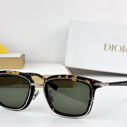 D**R DiorBlackSuit S1I Square Sunglasses | Transparent Smoke Blue Acetate Frame, Brown Lenses, Gold Metal | Multiple Colors