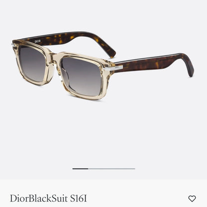 D**R BlackSuit Square Sunglasses | Crystal Acetate Frame, Tortoise Temples & Grey Gradient Lenses