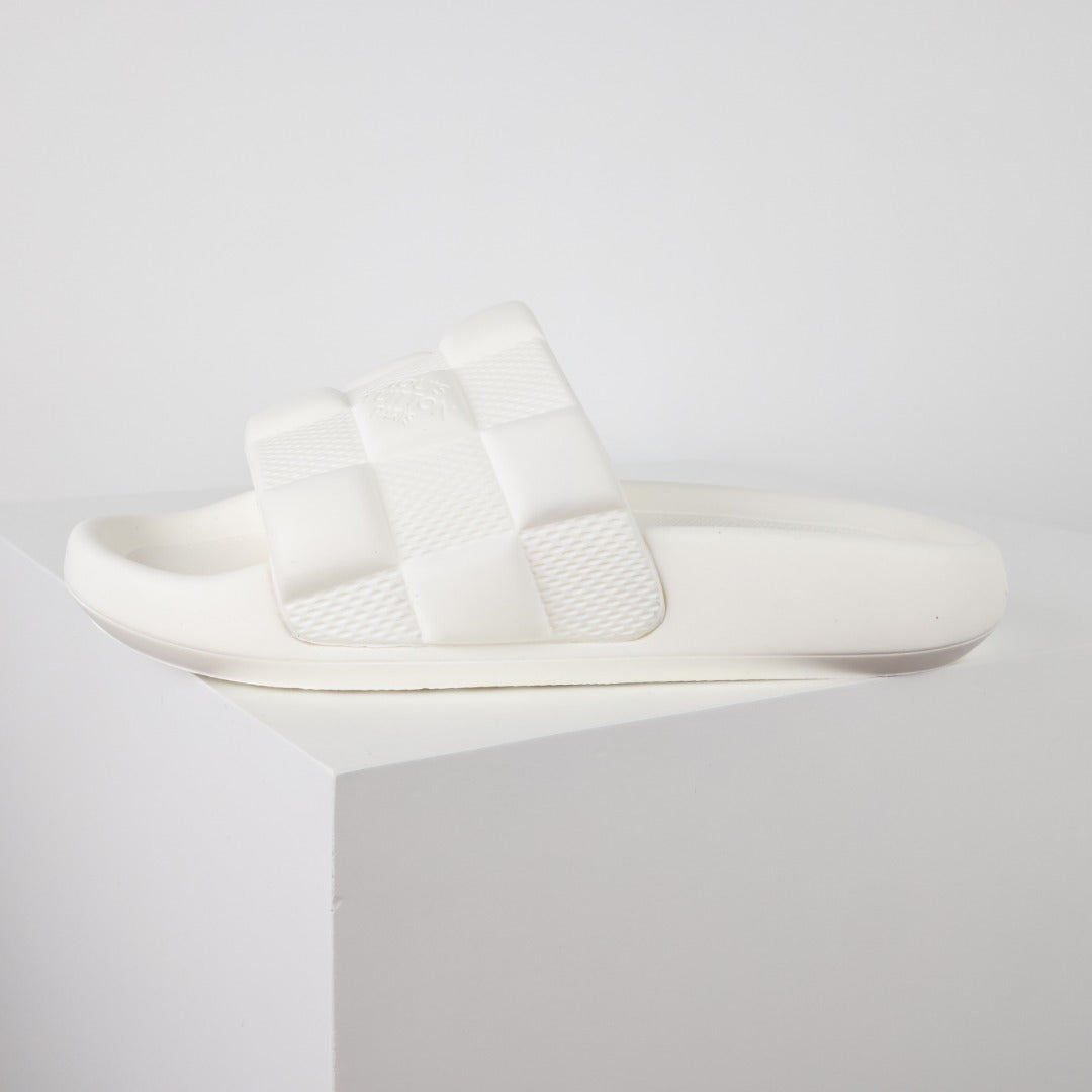 L***V Ivory White Shearling Fluffy Double Strap Slide Sandals — Spring Summer Boutique Limited Edition
