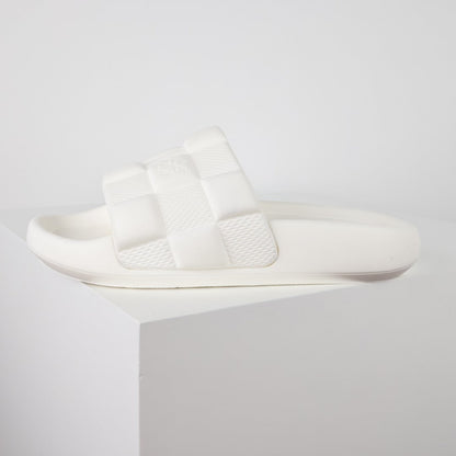 L***V Ivory White Shearling Fluffy Double Strap Slide Sandals — Spring Summer Boutique Limited Edition