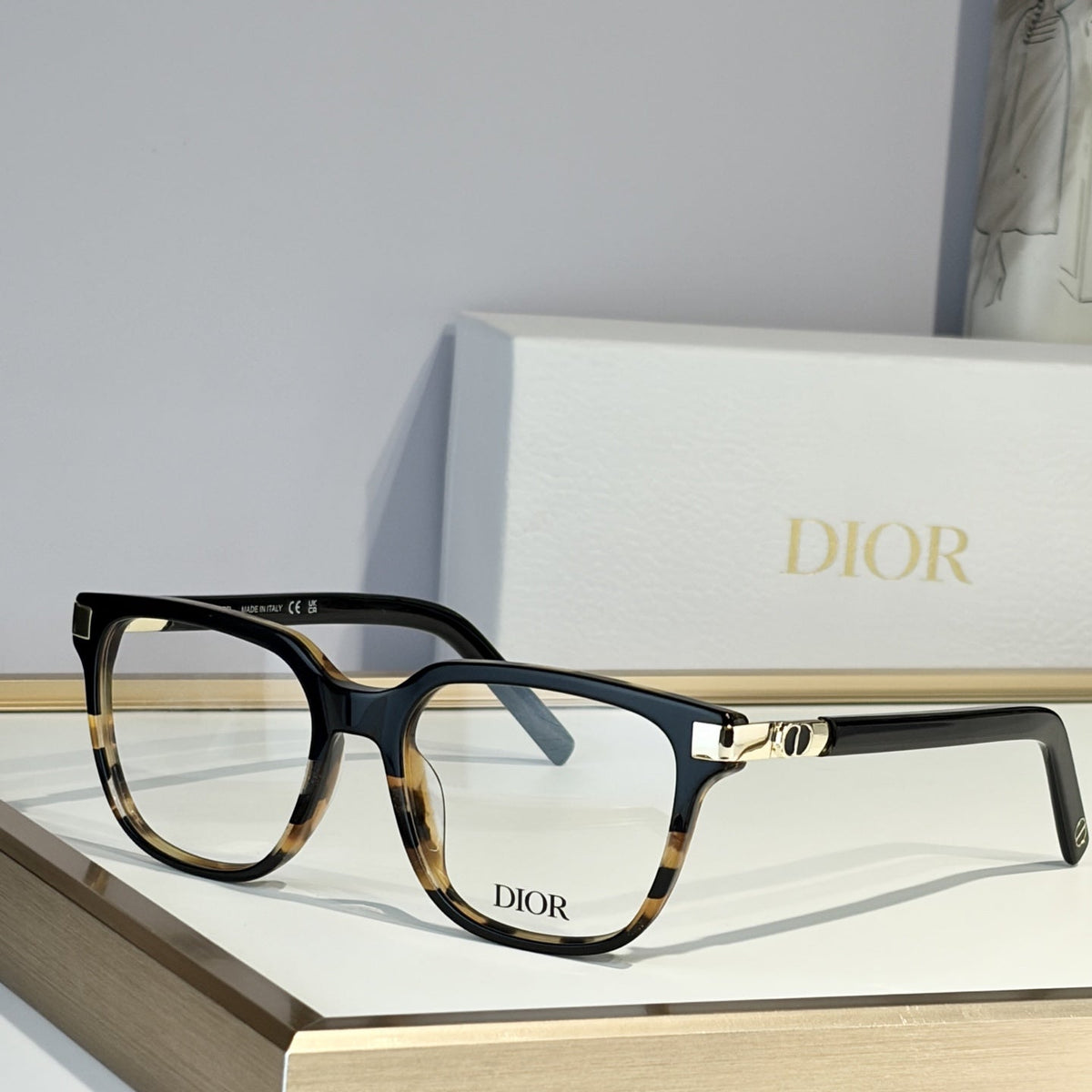 D**R Square Optical Eyeglasses Frame | Transparent Grey Acetate, Clear Lenses & Silver CD Logo Hinge | 6 Colorways