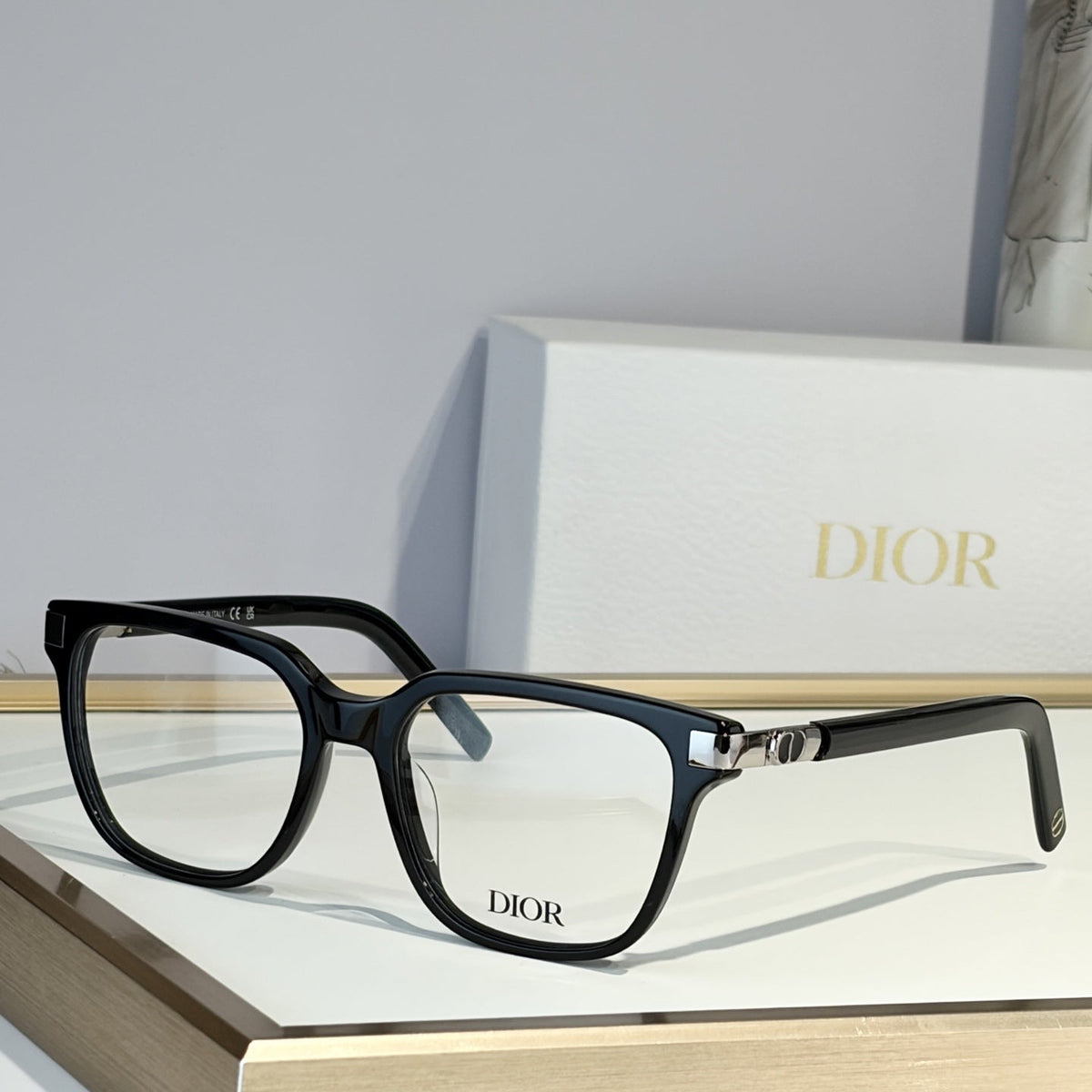 D**R Square Optical Eyeglasses Frame | Transparent Grey Acetate, Clear Lenses & Silver CD Logo Hinge | 6 Colorways