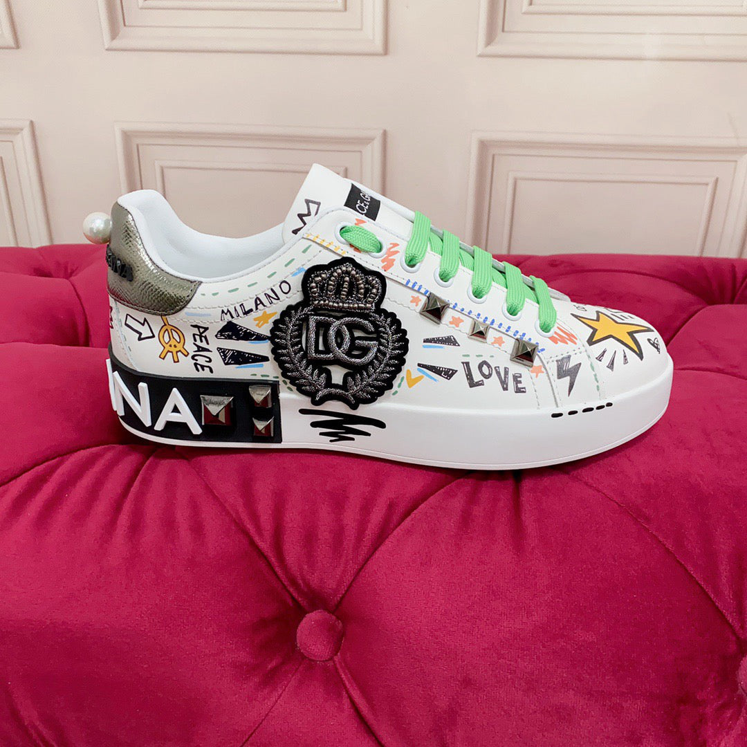 D*G 2026 Luxury Genuine Leather Casual Sneakers - Italian Designer Unisex Shoes