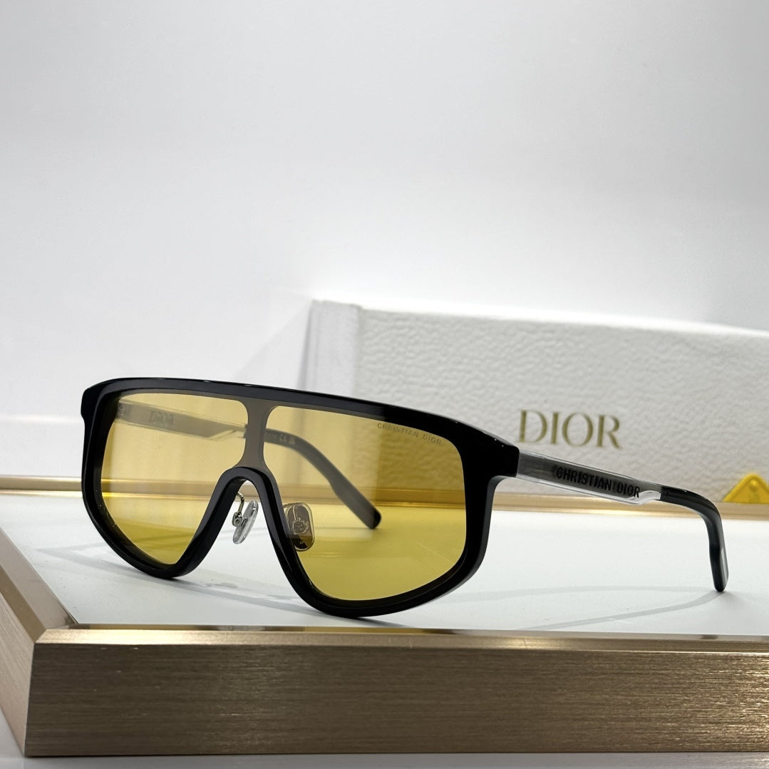 D**R Oversized Shield Visor Sunglasses | One-Piece Lens, Full Acetate Frame, Christian Dior Temple Lettering | 6 Colors incl. Crystal & Black