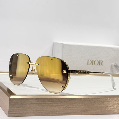 D**R DiorEver A1U Rimless Pilot Sunglasses | Black Metal Frame, Silver Mirror Gradient Lenses, Rivet Detail | Multiple Colors