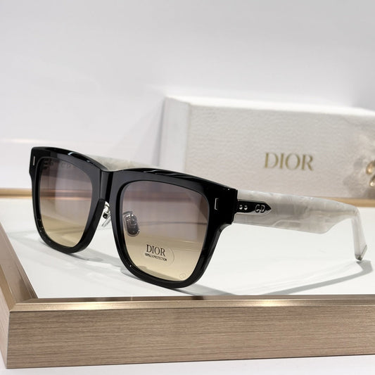 D**R Bold Square Acetate Sunglasses | Thick Frame, CD Metal Inlay, Three-Rivet Temple, Flat & Gradient Lenses | 6 Colors