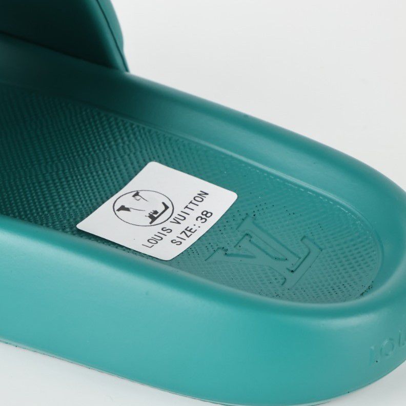 L***V Waterfront Slide Sandals — Monogram Embossed Waterproof Pool Beach Slippers