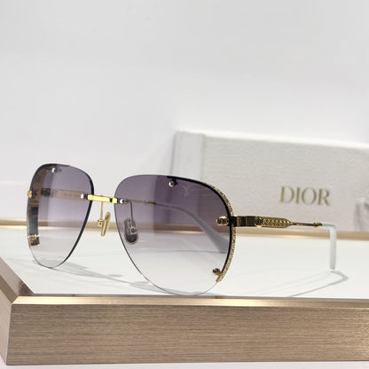 D**R DiorEver A1U Rimless Pilot Sunglasses | Black Metal Frame, Silver Mirror Gradient Lenses, Rivet Detail | Multiple Colors