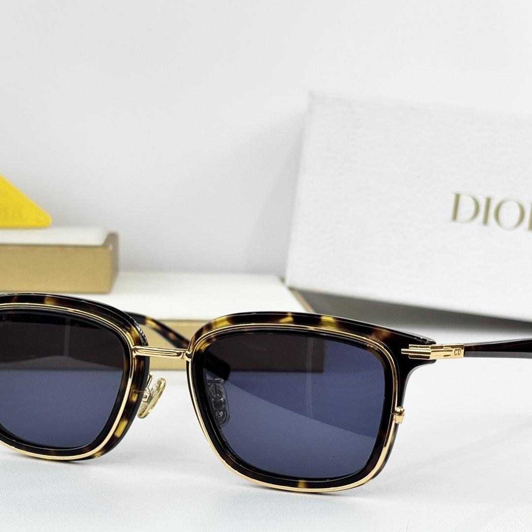 D**R DiorBlackSuit S1I Square Sunglasses | Transparent Smoke Blue Acetate Frame, Brown Lenses, Gold Metal | Multiple Colors