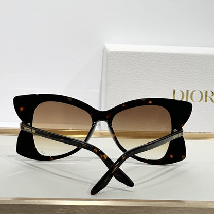 D**R MissDior B5I Cat Eye Sunglasses | Black Acetate Frame, Blue-Grey Gradient Lenses, Gold Hinge | Multiple Colors