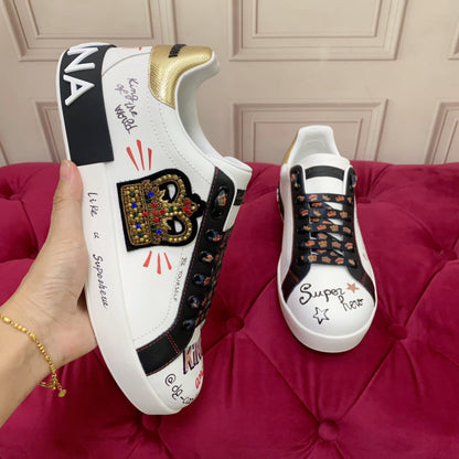 D*G 2026 Luxury Genuine Leather Casual Sneakers - Italian Designer Unisex Shoes