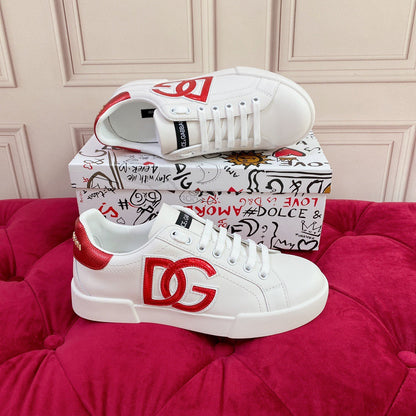 D*G 2026 Luxury Genuine Leather Casual Sneakers - Italian Designer Unisex Shoes