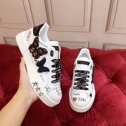 D*G 2026 Luxury Genuine Leather Casual Sneakers - Italian Designer Unisex Shoes