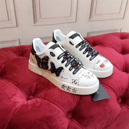 D*G 2026 Luxury Genuine Leather Casual Sneakers - Italian Designer Unisex Shoes