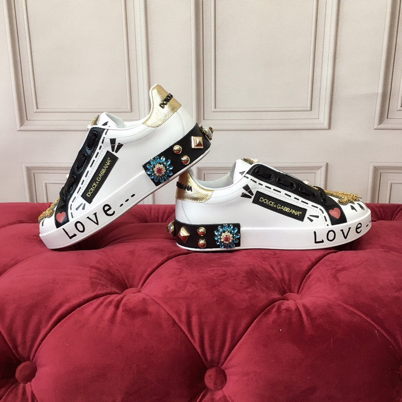 D*G 2026 Luxury Genuine Leather Casual Sneakers - Italian Designer Unisex Shoes