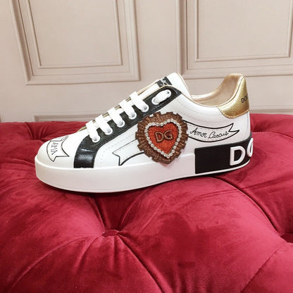 D*G 2026 Luxury Genuine Leather Casual Sneakers - Italian Designer Unisex Shoes