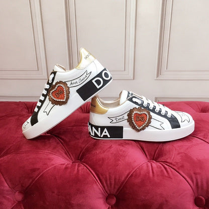 D*G 2026 Luxury Genuine Leather Casual Sneakers - Italian Designer Unisex Shoes