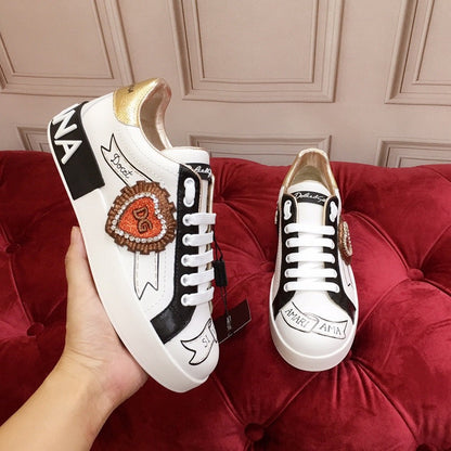 D*G 2026 Luxury Genuine Leather Casual Sneakers - Italian Designer Unisex Shoes