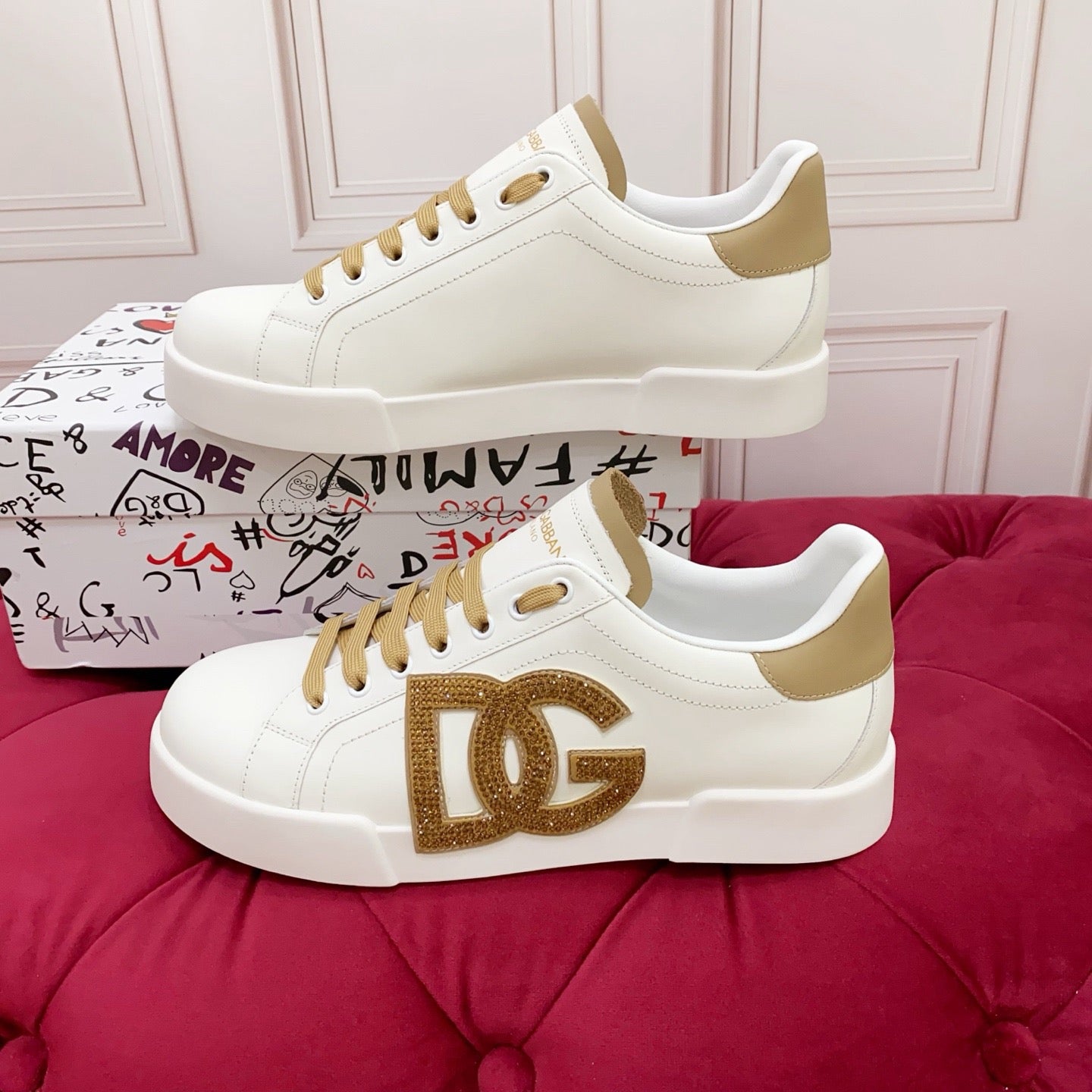 D*G 2026 Luxury Genuine Leather Casual Sneakers - Italian Designer Unisex Shoes