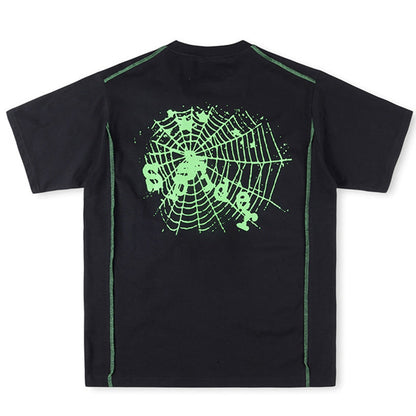 Sp5der Contrast Stitch Slub Tee