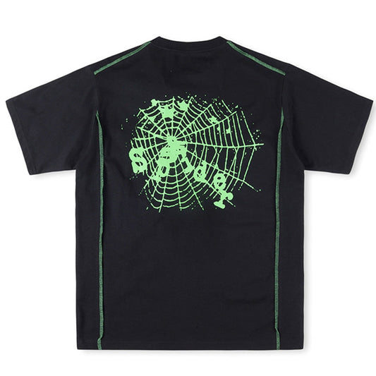 Sp5der Contrast Stitch Slub Tee