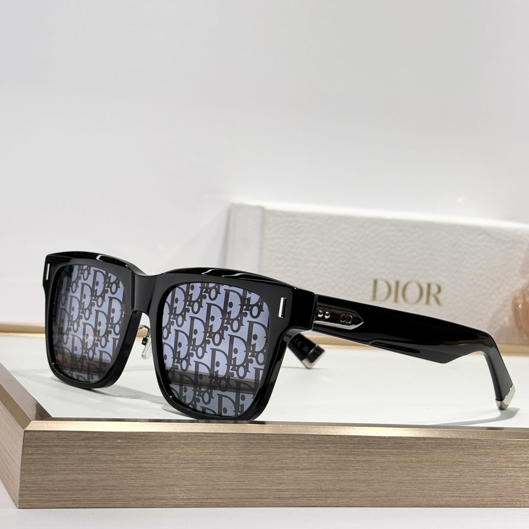 D**R Oversized Square Acetate Sunglasses | Dior Oblique Print Lens, Flat Grey & Gradient Lenses, CD Rivet Temple | 6 Colors