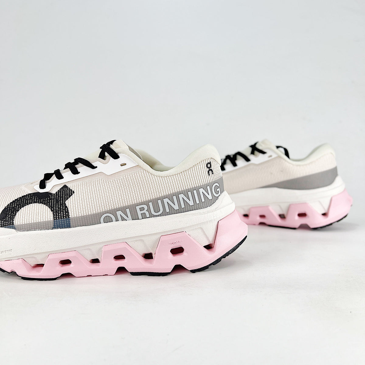 On Cloudmonster 3 – Women's Lightweight Breathable Maximum Cushioning Running Shoes | White, Gray & Pink