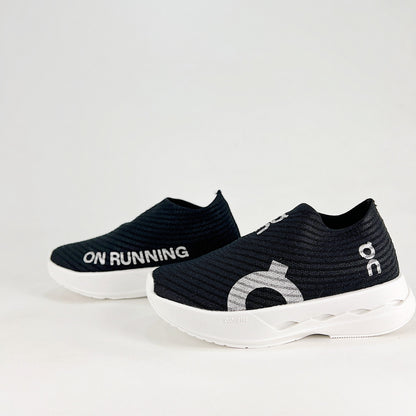 On Cloud Boom – Kids Lightweight Breathable Slip-On Running Shoes | Black & White