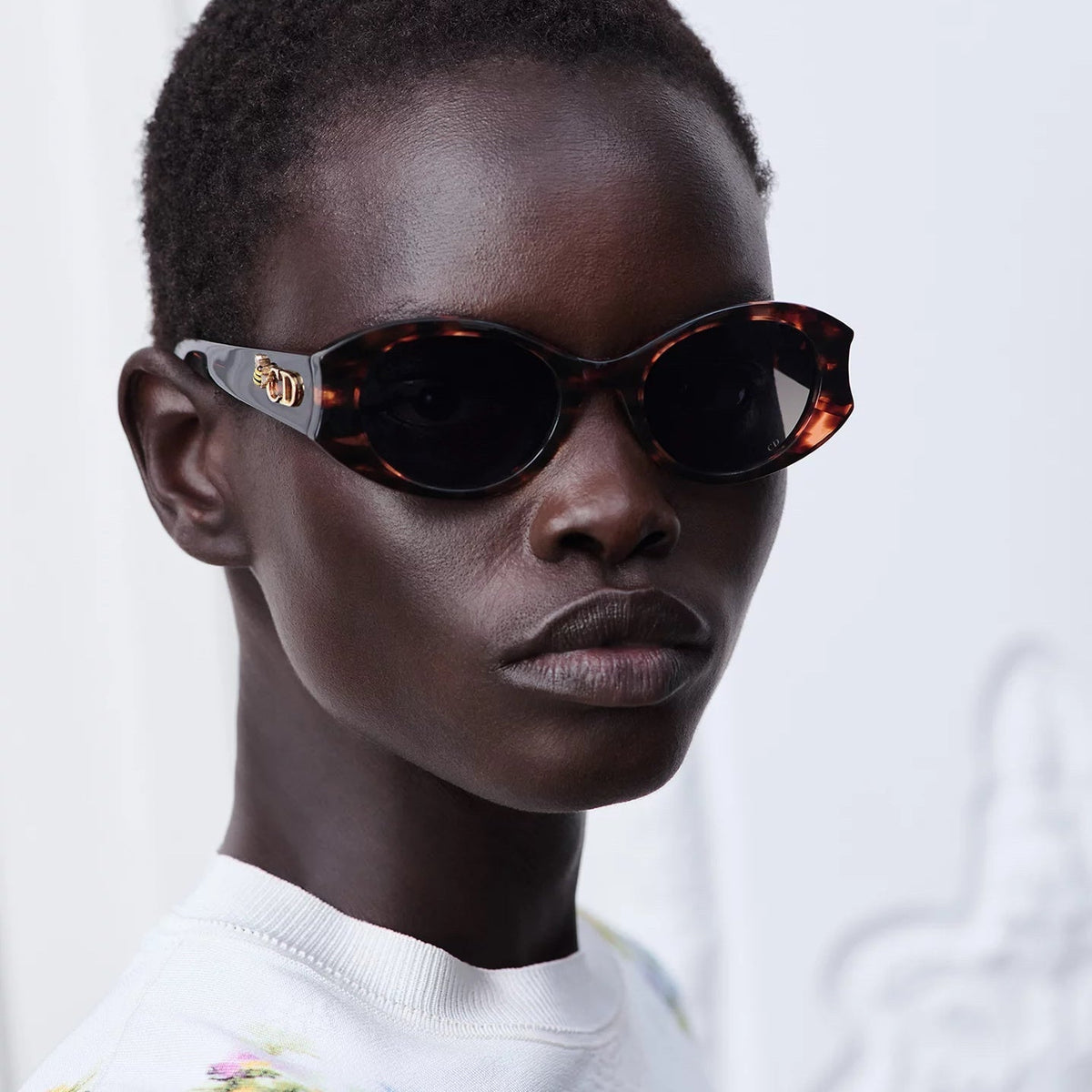 D**R Slim Oval Sunglasses with Burgundy Acetate Frame, Pink Gradient Lenses & Gold CD Logo Hardware