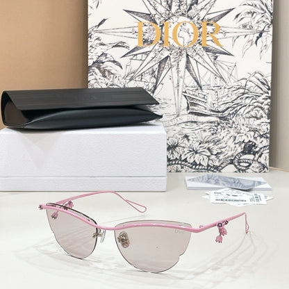 D**R Semi-Rimless Cat-Eye Sunglasses with Silver Frame, Grey Gradient Lenses & Figurine Charm Detail