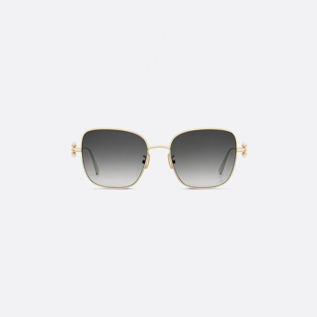 D**R Oversized Square Sunglasses | Gold-Tone Metal Double Bridge Frame, Gradient Blue-Grey Lenses, Black Temple Tips